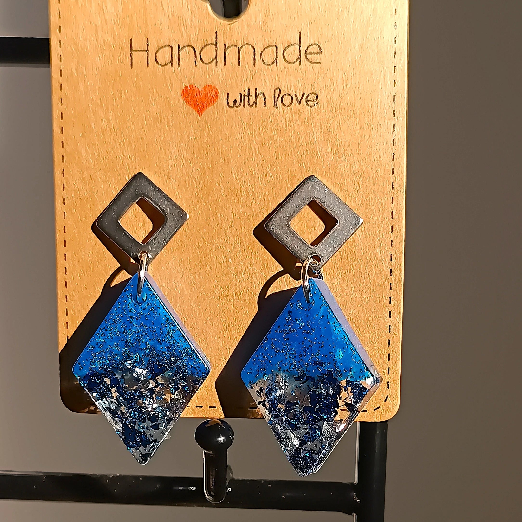 Boucles d’oreilles grand losange résine- modèle Billy